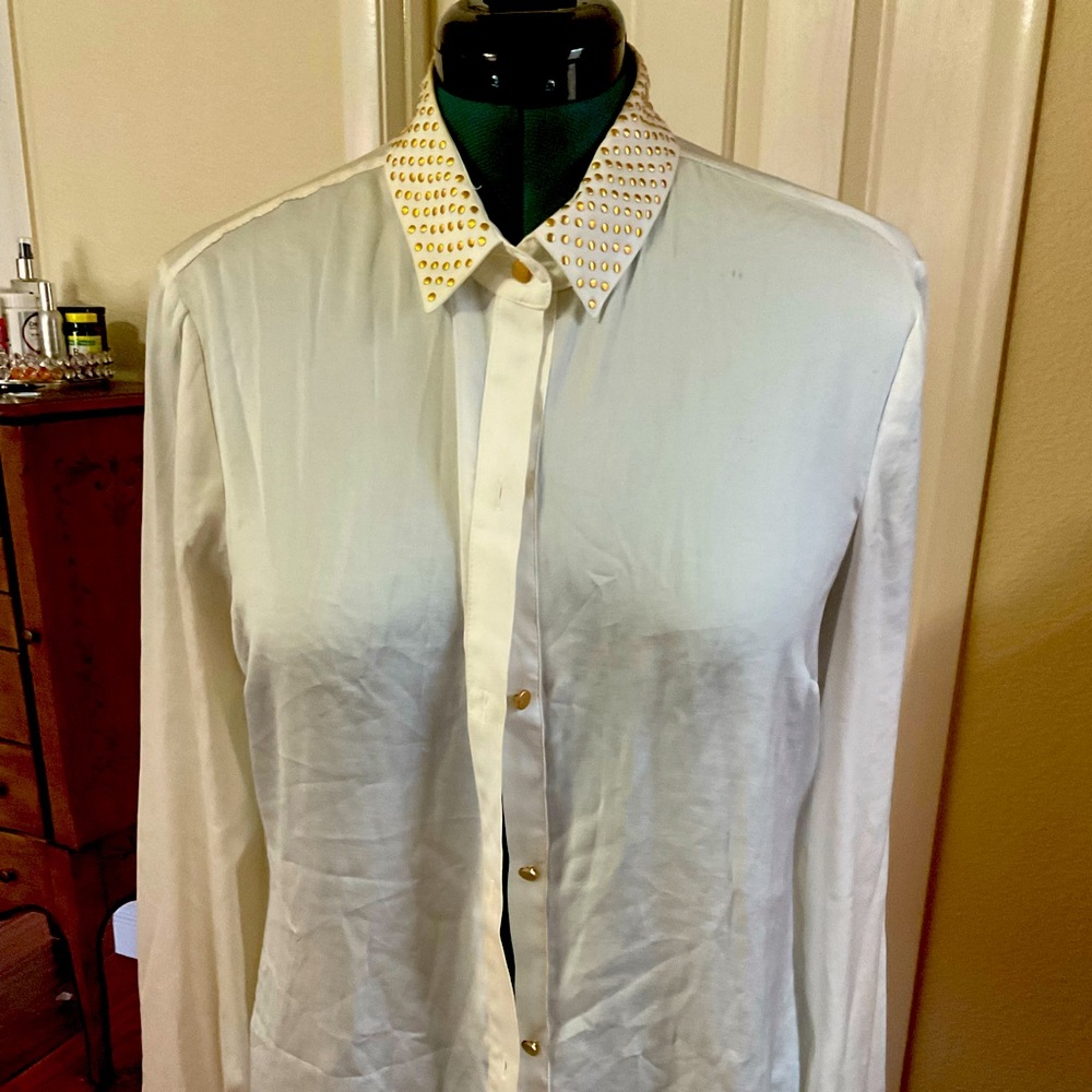 NYC XL cream button down blouse